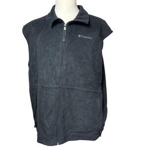 Columbia Vest Mens 2XL Gray Fleece Full Zip Pockets Outdoor Hiking Layering